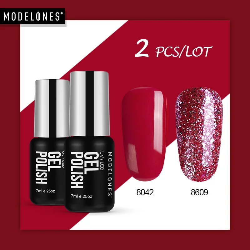 Modelones, 3 шт./лот, Платиновый Гель-лак для ногтей, набор, супер блестящий светодиодный Гель-лак для ногтей, впитывающий Полупостоянный УФ-Гибридный гель - Цвет: 2PCS SET