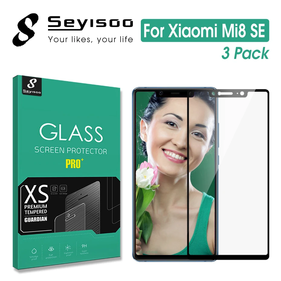 

[3 Pack] 100% Original Seyisoo 2.5D 9H Full Cover Screen Protector For Xiaomi Mi 8 SE Xiomi Mi8 SE Tempered Glass Film