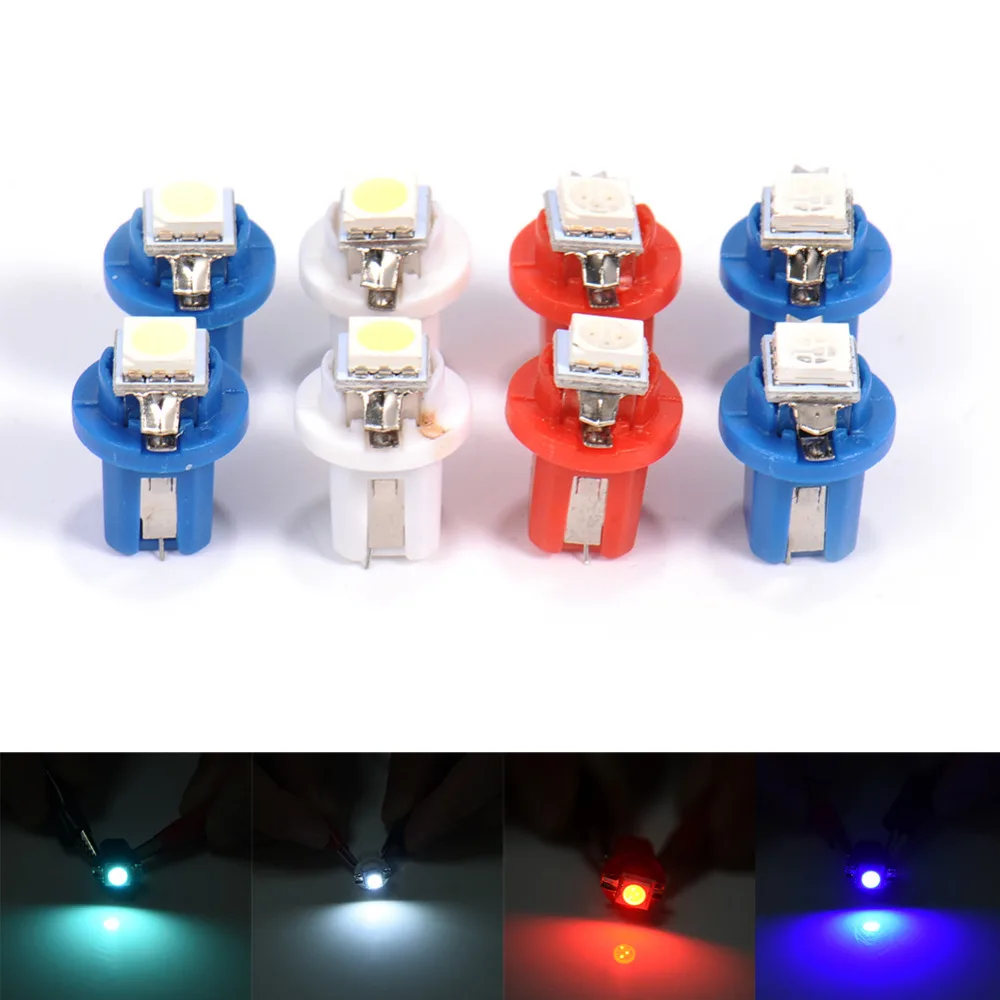 1 шт. 5050 светодиод T5 B8.5D 1Smd индикатор для чтения Синий Белый Красный холодный