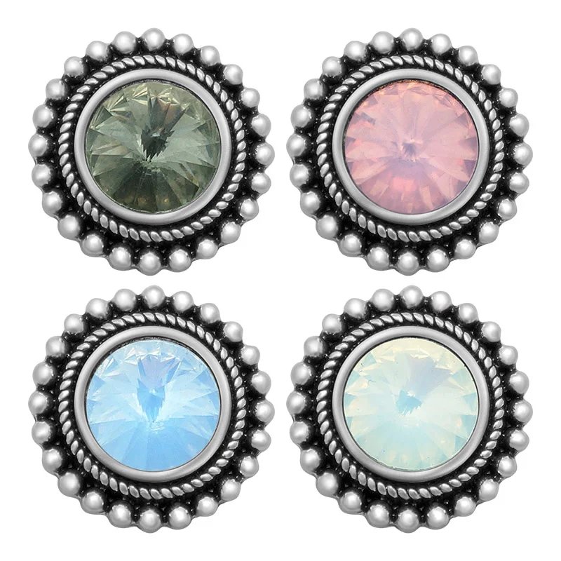 

New Beauty Round 7colors rhinestone metal 18mm snap buttons fit 18mm snap jewelry wholesale KZ3272