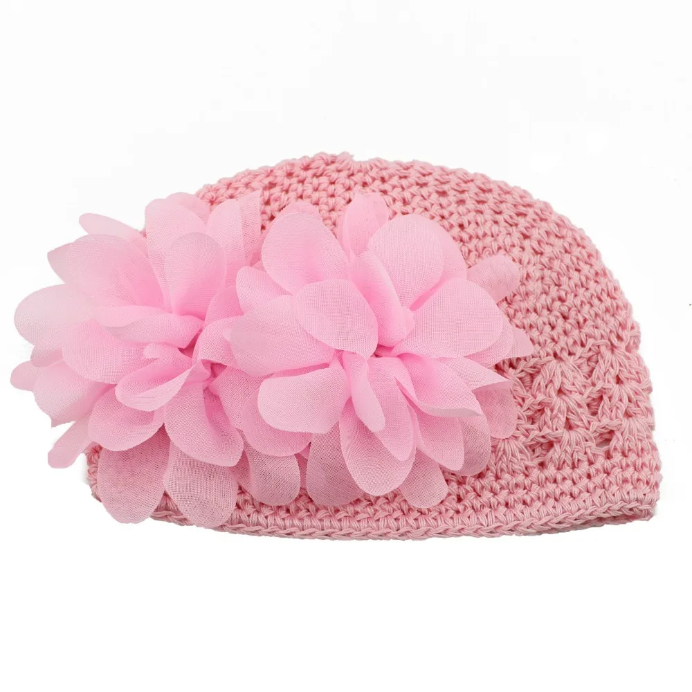 Детские шифоновые шапки с цветами вязаные шерстяные для девочек новинка 2019 года