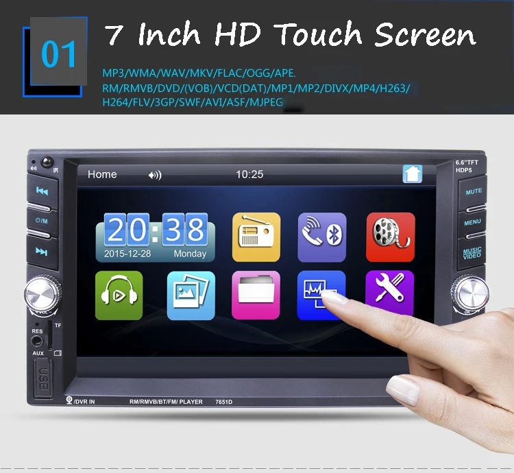 2Din USB/AUX/SD зеркало для Android телефона автомобиля радио 6 &quotсенсорный экран 12 языков