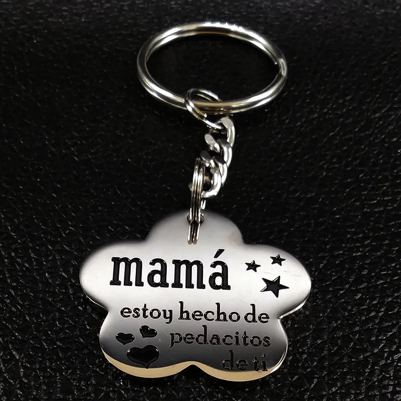 Модные Mama брелки из нержавеющей стали для женщин цветок письмо серебряный цвет Подарочный Брелок dia de la madre K77362B
