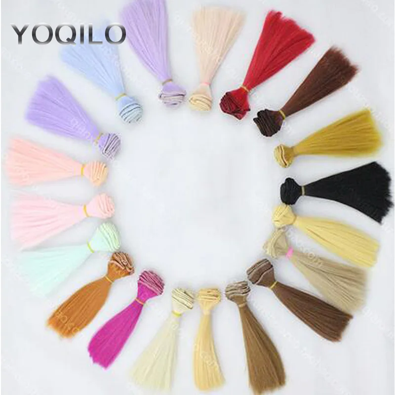 

8PCS/LOT Hot Synthetic Fiber DIY BJD Wigs Hair Straight Doll Hair 15CM
