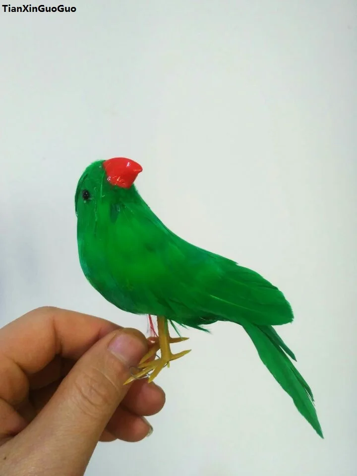 

about 15cm simulation parrot bird hard model polyethylene&green feathers parrot handicraft home garden decoration gift s1231