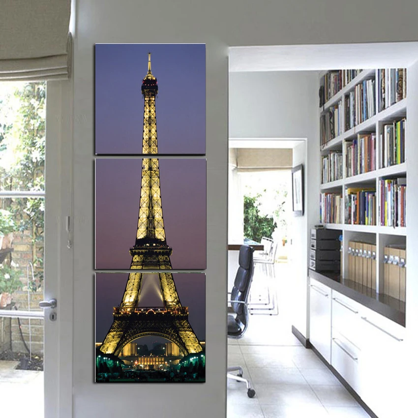 2017 Куадрос 3 Панель Париж Эйфелева башня живопись Декор Картина Набор ночного