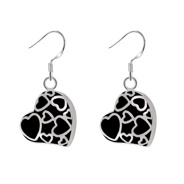 

Full Love Hearts with Black Enamel Stainless Steel Urn Charm Pendant High Quality Stainless Steel Keepsake Cremation Earrings