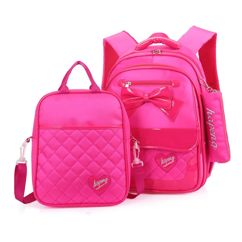 rose red big Детские школьные сумки для девочек, ортопедический Школьный рюкзак, детский школьный рюкзак, набор, детский Ранец, sac enfant - Цвет: rose red big