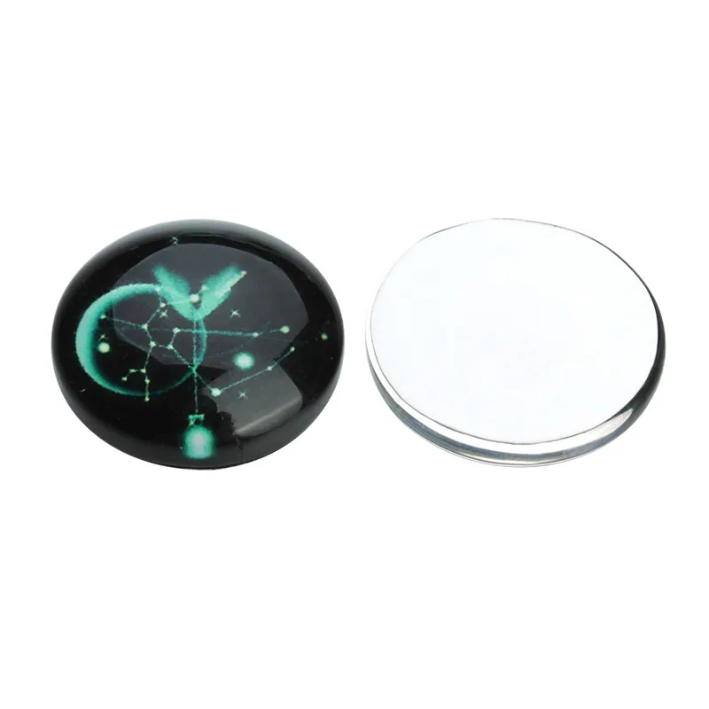 

20pcs/lot 10/12/14/18/20/25mm Round Constellation Photo Glass Cabochon Dome Fit Blank Cabochon Settings Jewelry Supplies F5173