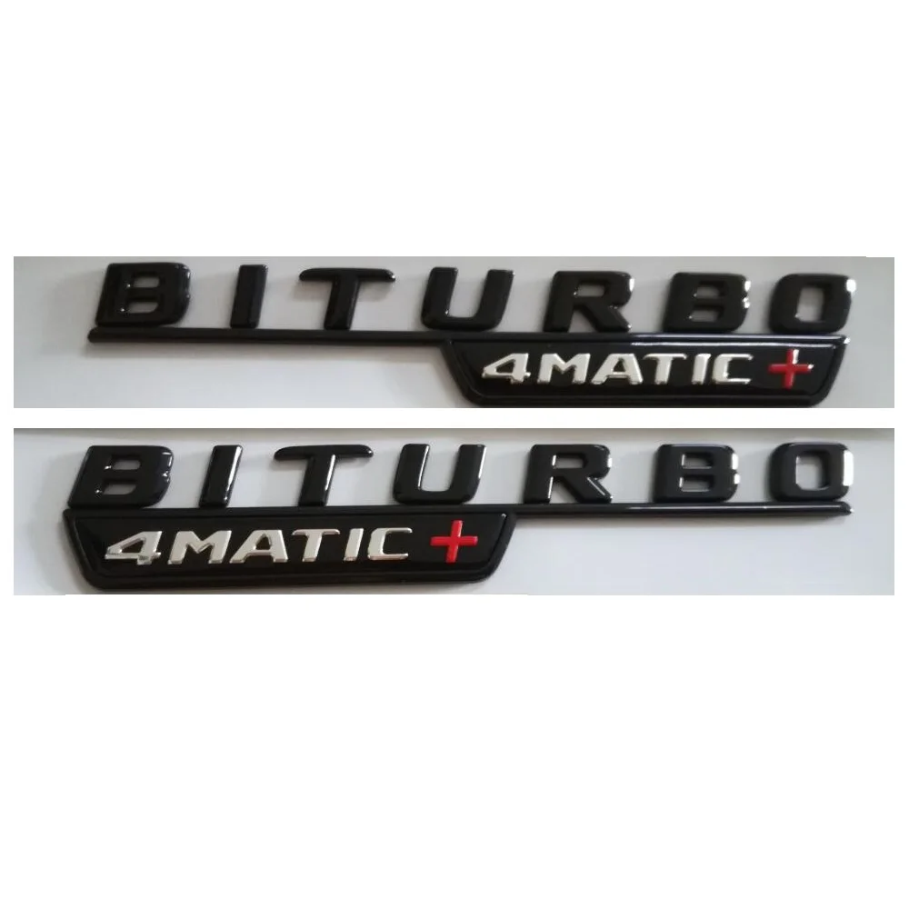 

1 pair Gloss Black BITURBO 4MATIC + Car Trunk Fender Letters Badge Emblem Emblems Badges for Mercedes Benz AMG 4MATIC+ 2017+