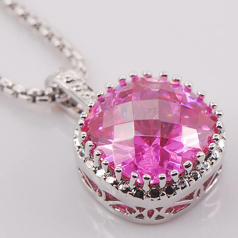 

Pink Crystal Zircon 925 Sterling Silver Fashion Jewelry Pendant TE433