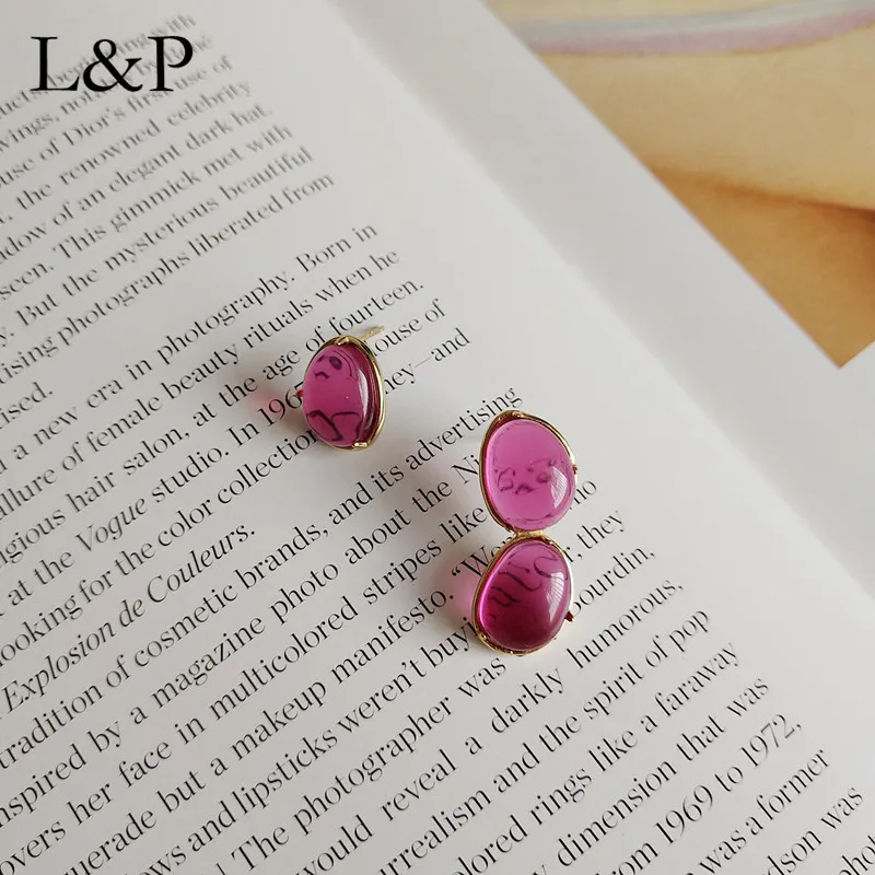 

2019 New Fashion Pink Crystal Stud Earrings For Lady Real 925 Sterling Silver Irregular Earrings For Wedding Party Jewelry