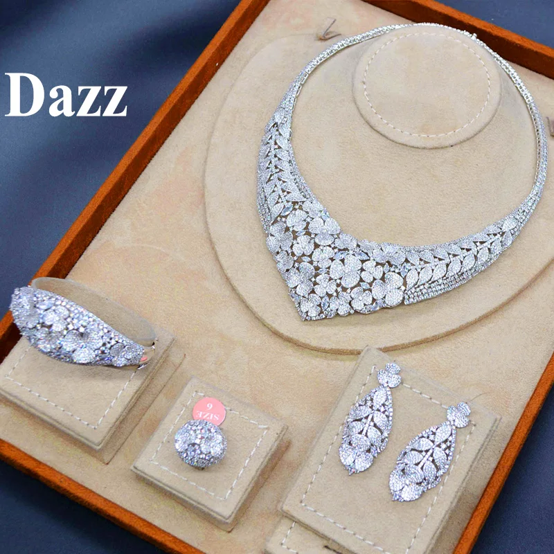 Dazz ювелирные изделия из Нигерии золотого цвета набор роскошного ожерелья серьги