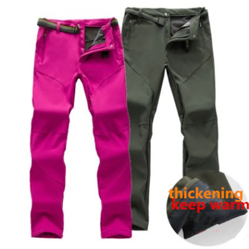 Тире Пхард Для женщин толстый теплый флис softshell Брюки для девочек Рыбалка Кемпинг