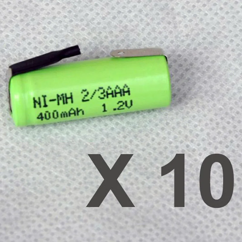 10 шт. 1 2 В 2/3AAA аккумуляторная батарея 400 мАч 2/3 AAA Ni MH nimh никель кадмиевый