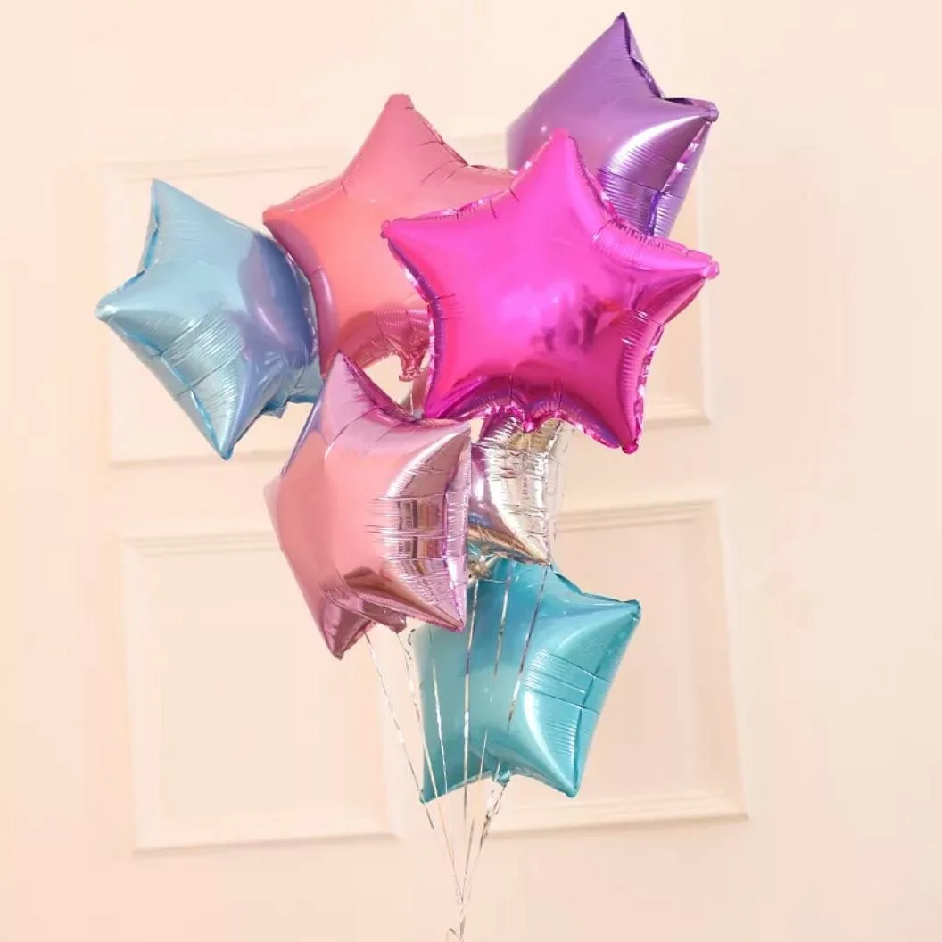 colorful star 18 дюймов 10 шт детский душ воздушный шар из фольги для вечеринок розовый и синий сердце в форме сердца гелиевые воздушные шары Свадьба День Рождения украшения воздушные шары - Цвет: colorful star