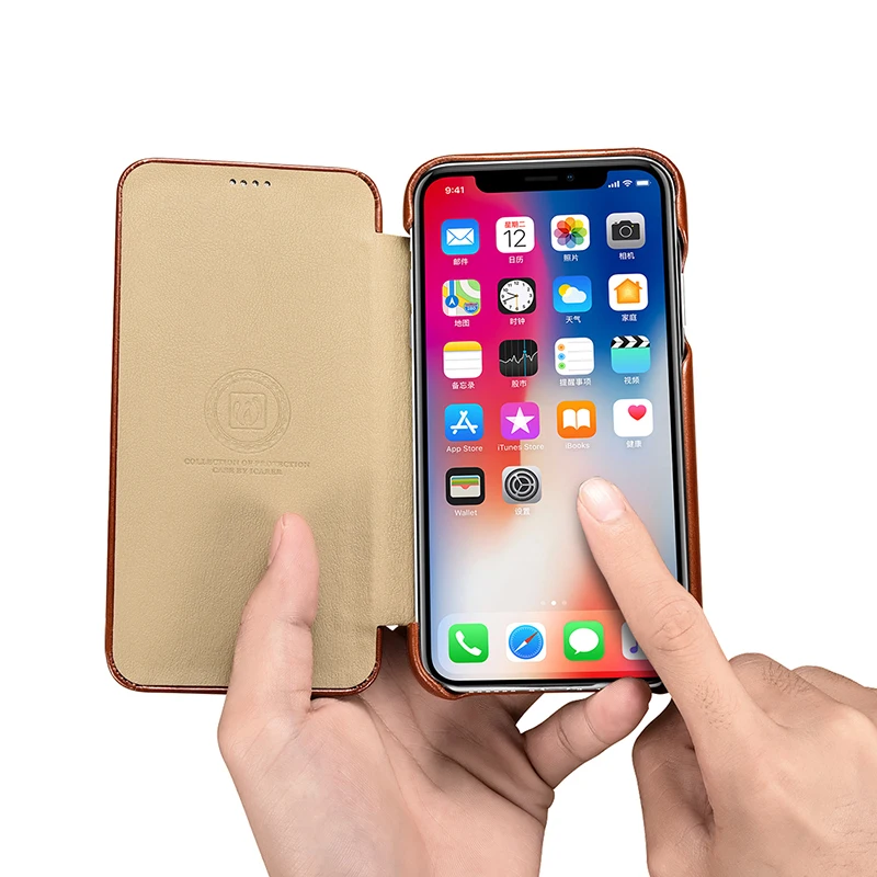 ICARER чехол из натуральной кожи для iPhone XS Max XR роскошный откидной Чехол Xs X