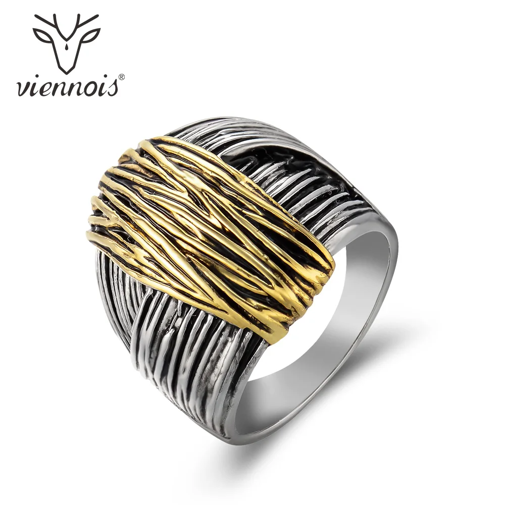 Viennois Gun Color Geometric Finger Rings For women Gold Cocktail Ring Party Fashion Jewelry | Украшения и аксессуары