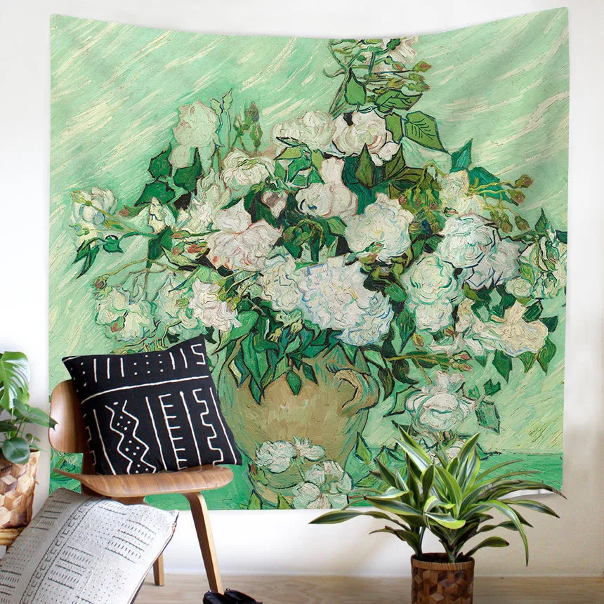Famous Painting Fabric Wall Hanging Tapestry Living Room Decor Polyester Curtains Beach mat Landscape Table Cover Cloth TS001 | Дом и сад