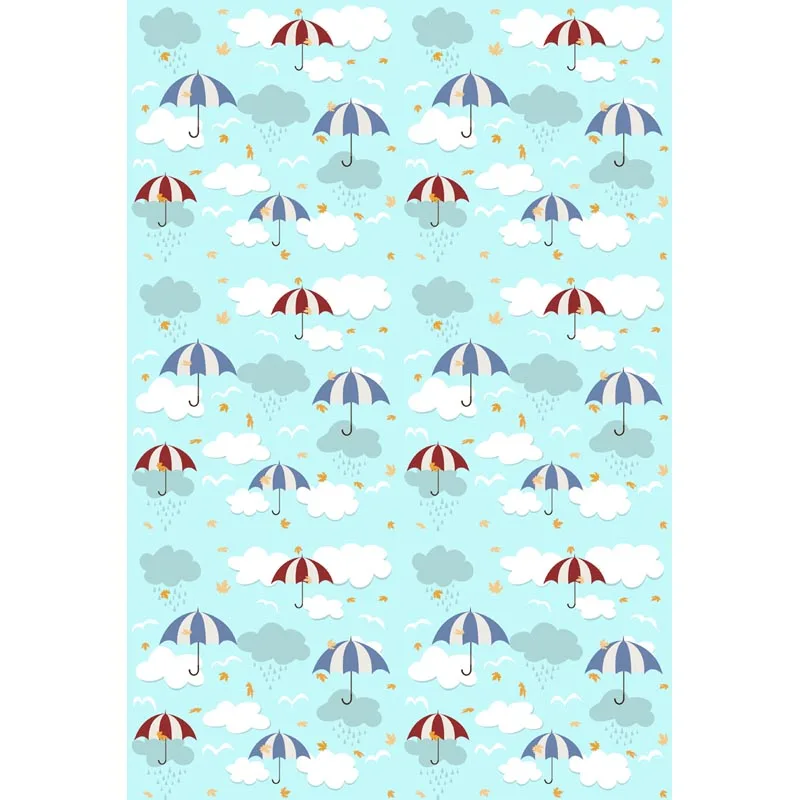 Custom vinyl cloth cute cartoon clouds umbrella pattren photography backdrops for newborn baby photo studio portrait backgrounds |