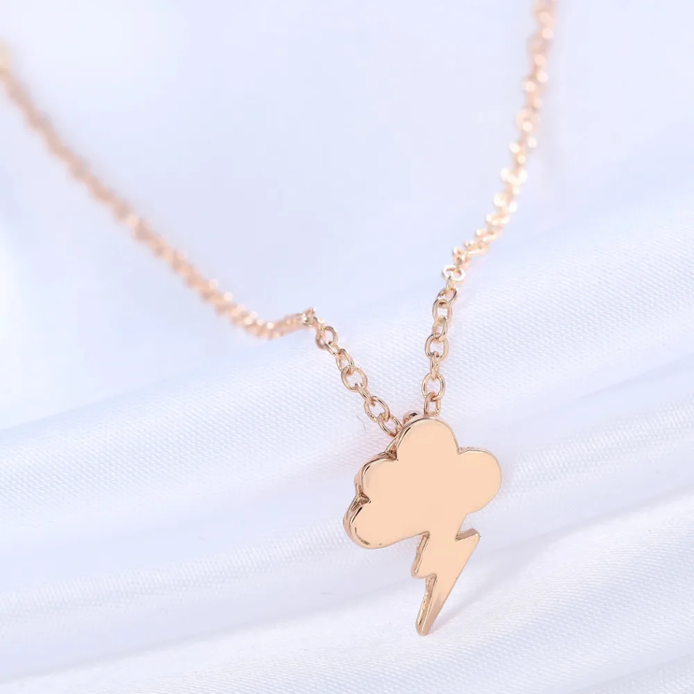 Kinitial Gold Silver Plated Storm Little Cloud Lightning Pendants &amp Necklaces Jewelry Women Statement Bijoux 2017 Collier | Украшения и