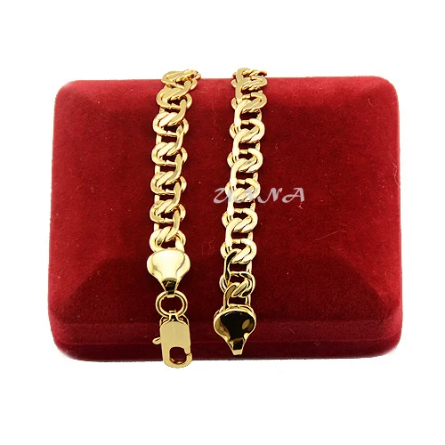 Золотые наборы мужские и женские браслеты 8 ММ золотого цвета ожерелье набор