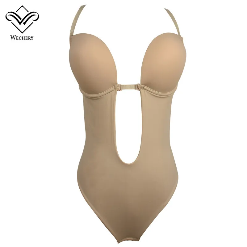 Хаки Wechery Vestido, Корректирующее белье с открытой спиной и глубоким вырезом, стринги, Корректирующее белье, топы, невидимый бюстгальтер под платье, сексуальный прозрачный ремешок - Цвет: Хаки