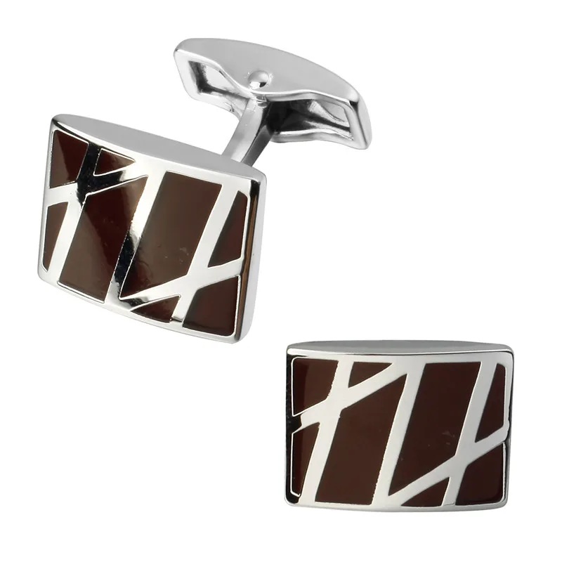 

A pair of high quality brass material red square enamel silvery twill cufflinks fashion men's shirts cufflinks sculpture
