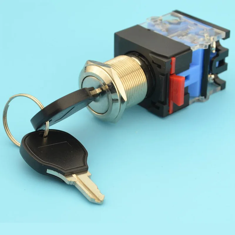 

1PC super quality 10A key switch with metal head 22mm 2 positon latching switch