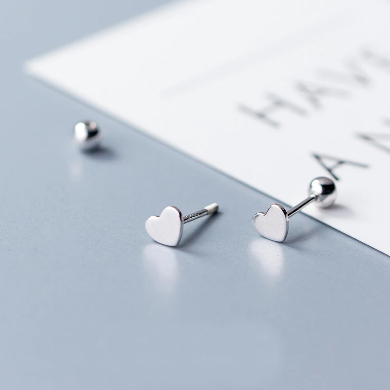 Серьги с сердечком из серебра 925 пробы подарок для девушки S925 женские
