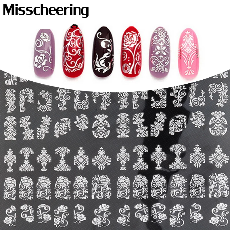 Переводные картинки из серебристого стикеры 3D на ногти Nail Art 108 шт./лист стильный