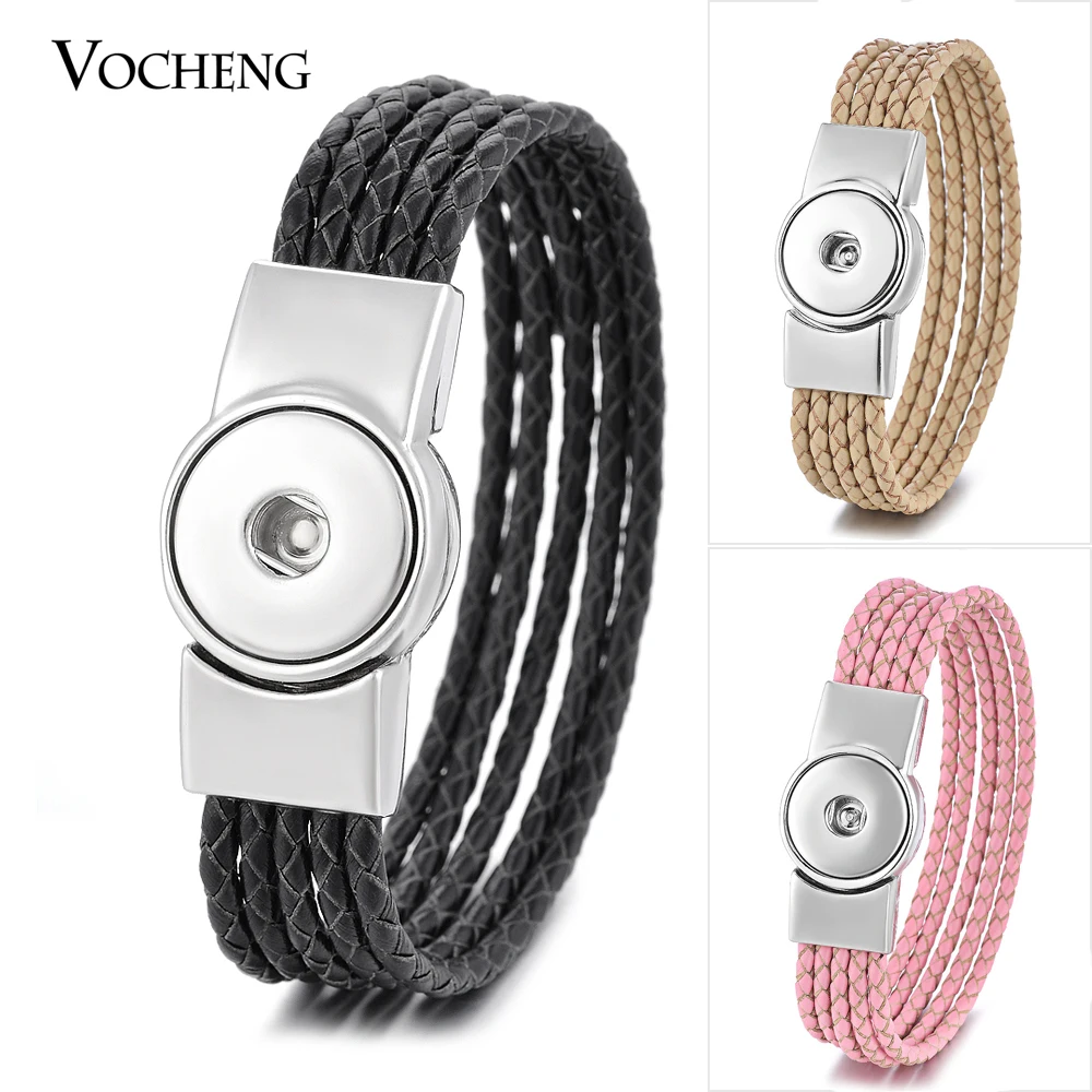 Браслет из плетеной кожи с магнитной застежкой Vocheng Ginger Snaps Jewelry 18 мм, 10 цветов, NN-525.