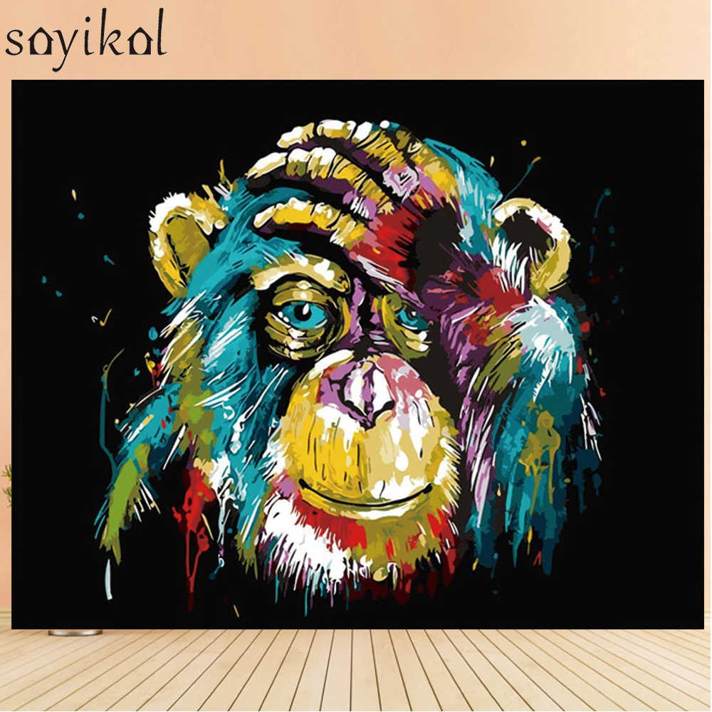 Набор для рисования по номерам на холсте собаки Льва совы гориллы|Картины
