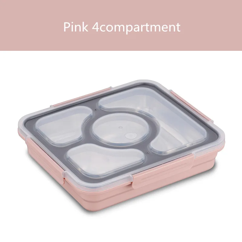 Pink 4compartment MICCK Теплоизоляционный Ланч-бокс, экологически чистый Бенто-бокс с столовыми приборами, контейнер для еды с отделениями, герметичный, не смешанный - Цвет: Pink 4compartment