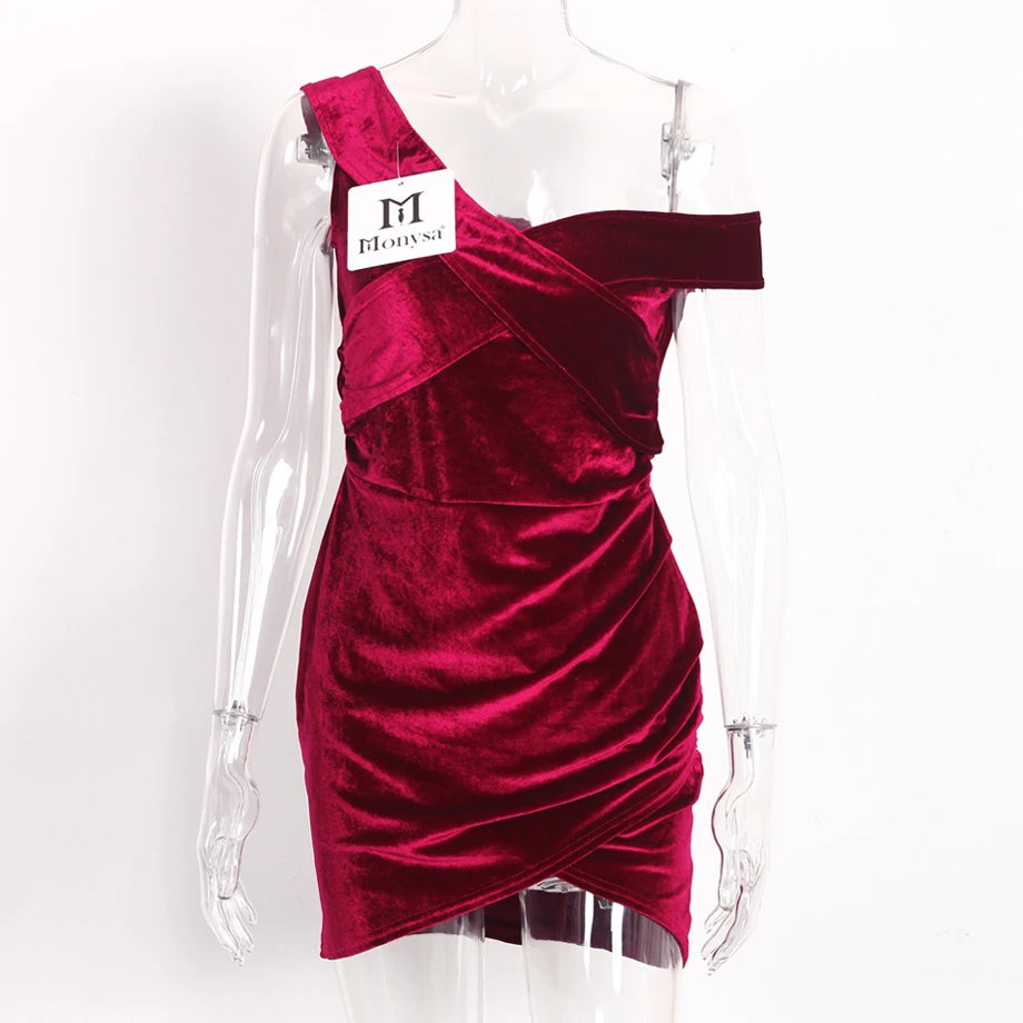 Красный Бальные Платья Женщины Тенденции Моды С Плеча Bodycon Dress Сексуально Бархат