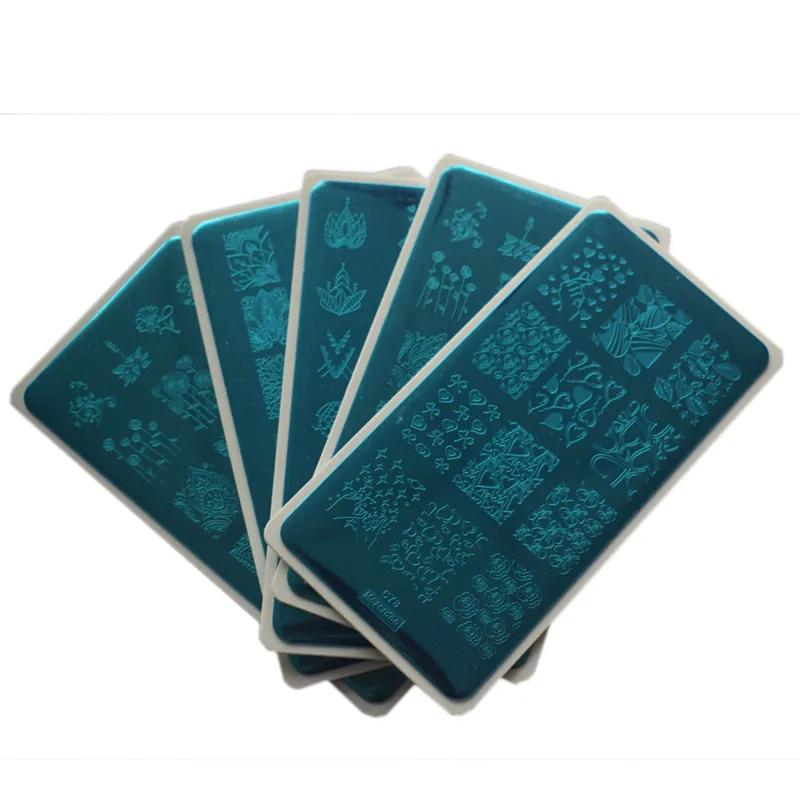 5Pcs Set C76-C80 5 шт. набор пластин для штамповки ногтей День Святого Валентина любовь поцелуй Одуванчик цветок Прямоугольник Дизайн ногтей шаблон DIY изображения украшения ногтей - Цвет: 5Pcs Set C76-C80