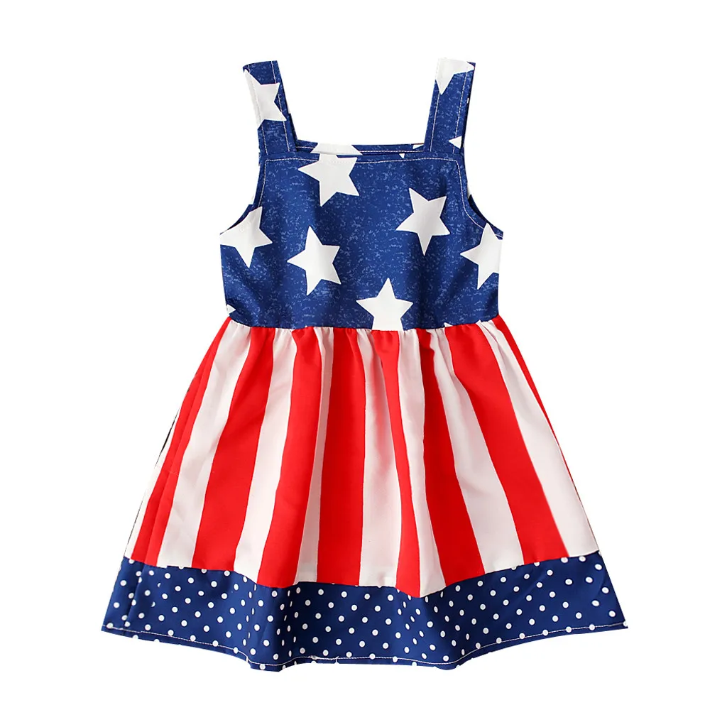 2019 newst Summer princess Baby Kids Girls 4th Of July Star Stripe Dress High Quality baby girl infant dress clothing | Детская одежда
