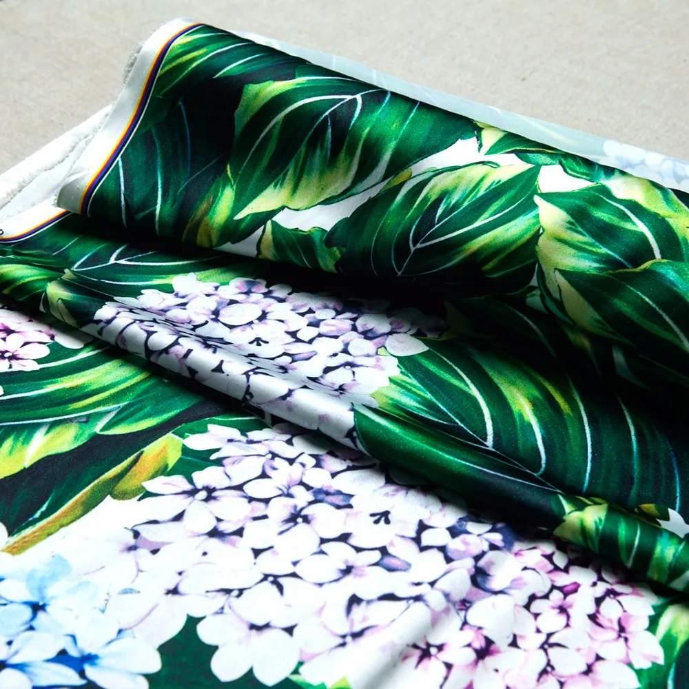 Модная шифоновая ткань с полным узором искусственный шелк сатин цветочный