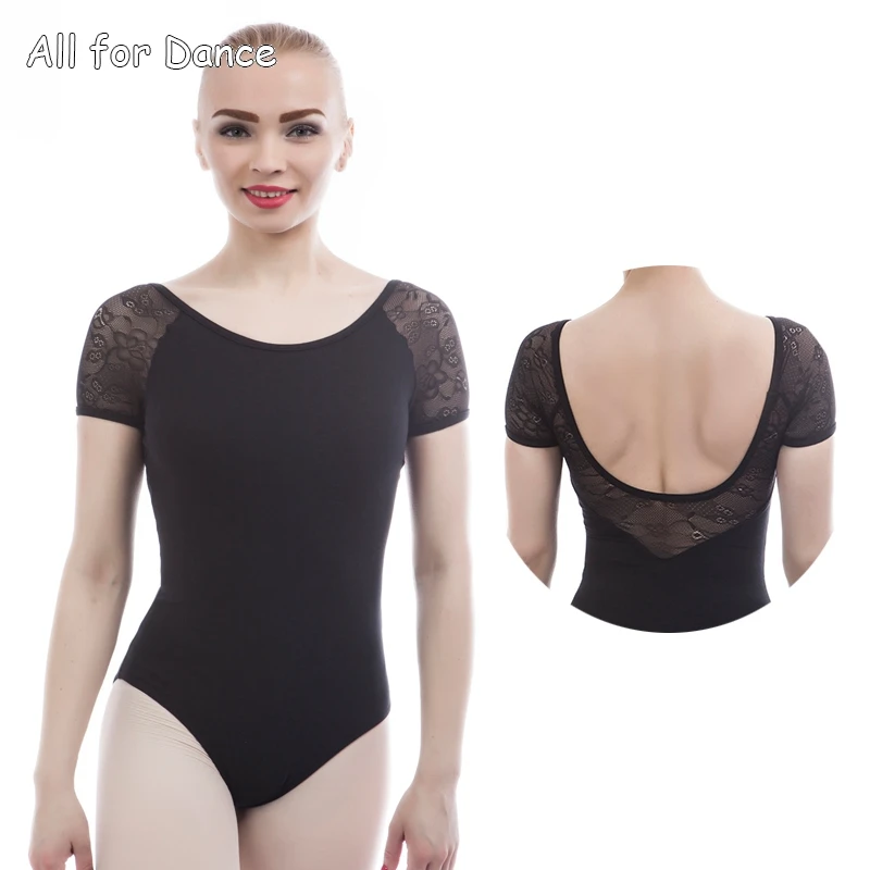 Балетное боди с коротким рукавом U образной формы из хлопка|ballet wear|adult ballet weardance
