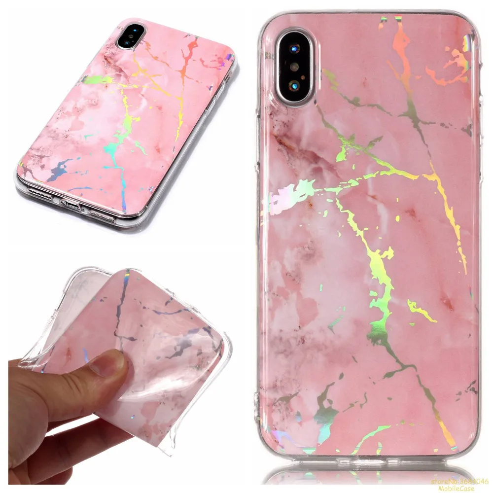 Мрамор узор чехол для телефона Apple IPhone X caso Роскошные Лазерная ТПУ силиконовый etui