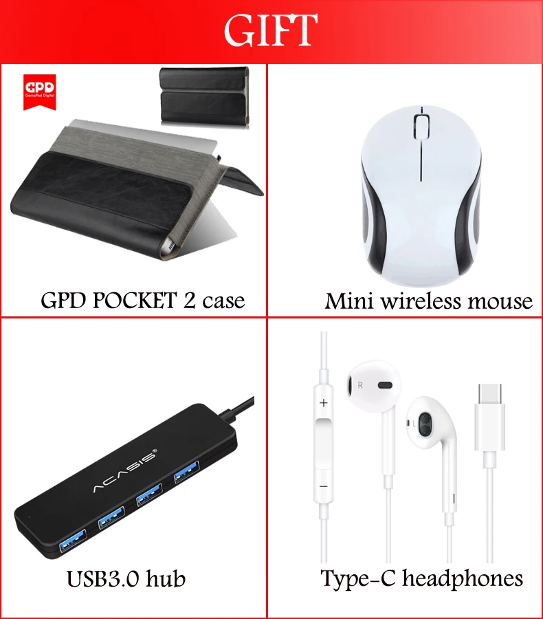 GPD Pocket 2 8GB 256GB 7 дюймов сенсорный экран GPD Pocket2 Мини ПК карманный ноутбук процессор Intel Celeron 3965Y Windows 10 система