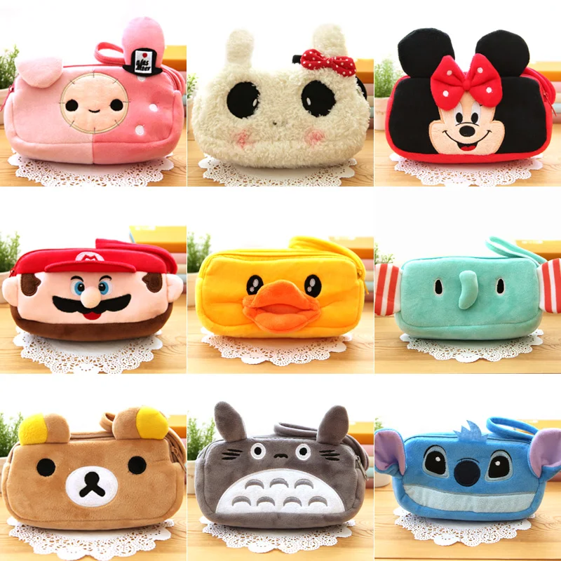 Новый милые животные мягкий плюш карандашом китти тоторо карты чехол карандаши