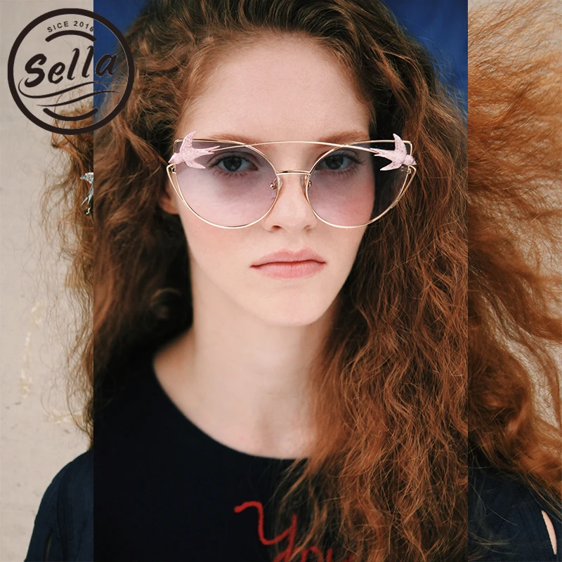 Sella 2018 Новая мода ЛАСТОЧКА украшения Cateye Солнцезащитные очки личность для мужчин