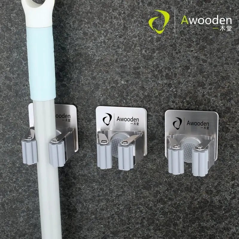 Держатель швабра и метла из нержавеющей стали настенное крепление без сверления