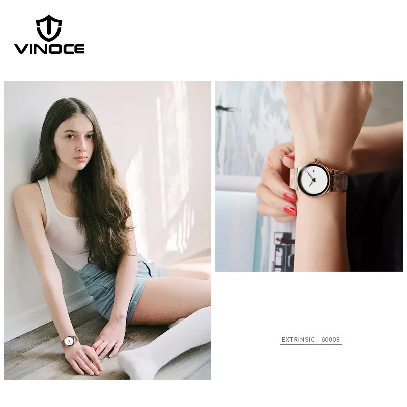 Часы VINOCE женские модные деловые водонепроницаемые золотые кварцевые 2019|watch