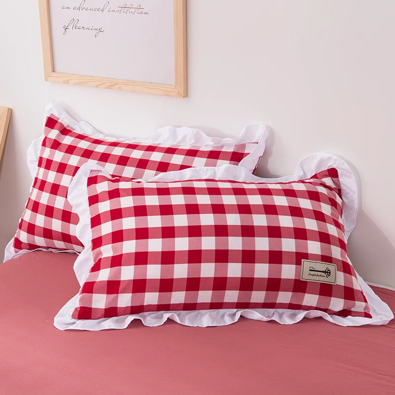 2 шт. наволочки в клетку с оборками подушка ручной работы Чехлы утепленная
