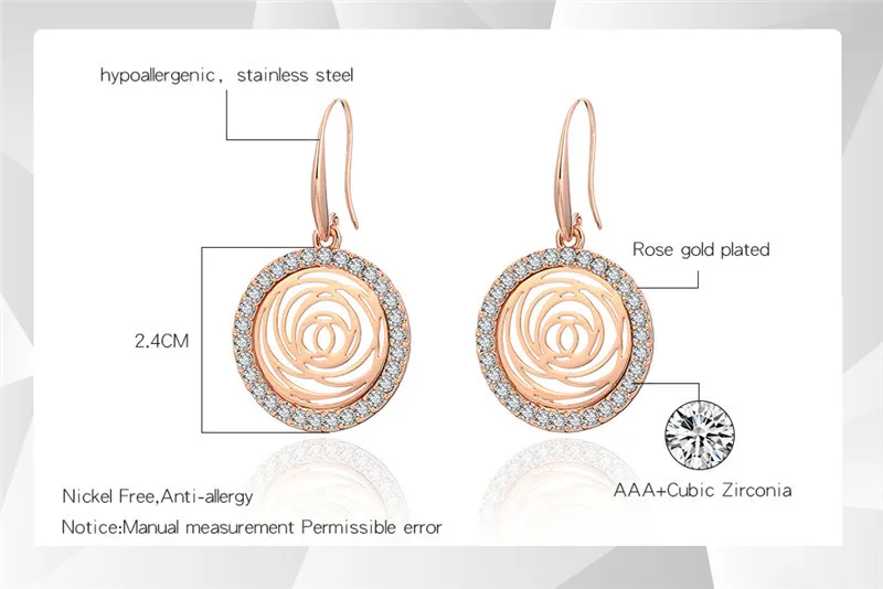 Брендовые розовые золотые цветные круглые серьги со стразами для женщин, корейский стиль, изысканный подарок на день Святого Валентина, ювелирное изделие
