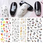 Набор стикеров для нейл-арта с мультяшным котом, клейкие наклейки для ногтей с медведем, уткой, переводная Фольга для маникюра