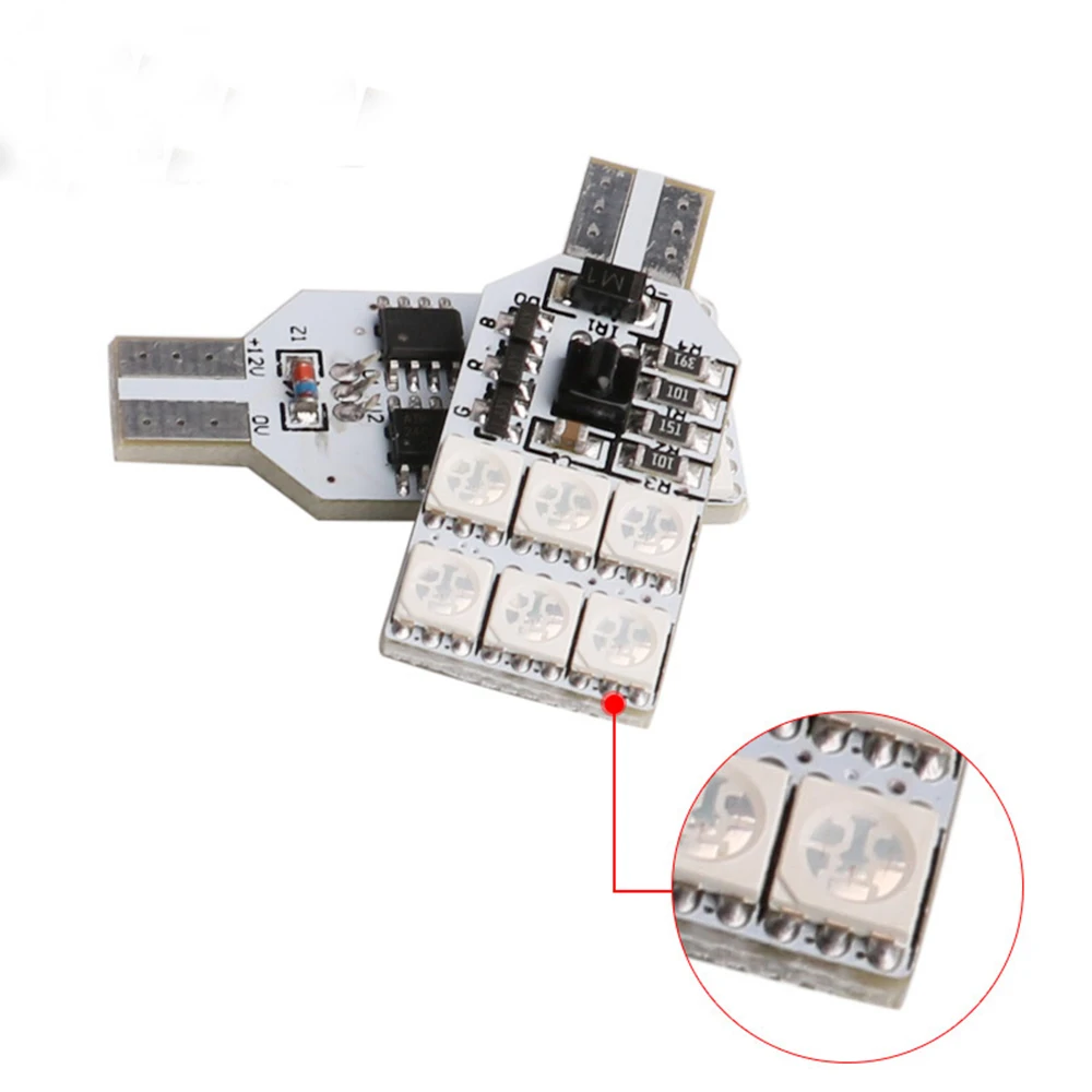 Y T10 светодиодная вспышка стробоскоп 194 168 W5W5050 12SMD RGB автомобильная клиновидная