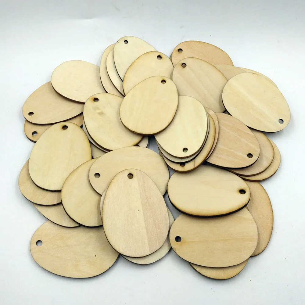 50 шт. DIY пасхальное яйцо крест кролик дерево ремесло подвесной кулон полый чип ремесло орнамент висячая бирка Свадебная вечеринка пасхальный декор